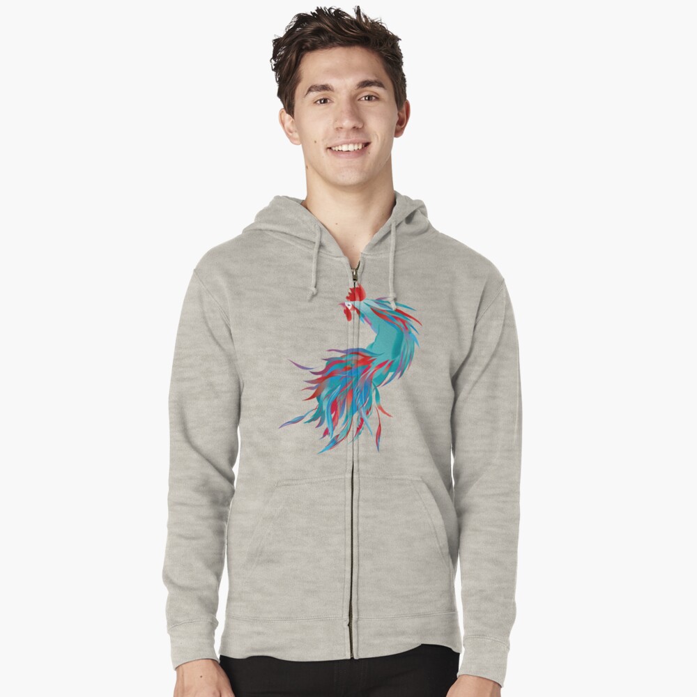 Blue Rooster Zipped Hoodie