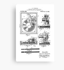 Retro Vintage Record Player Patent Drawing Diagram Canvas Print