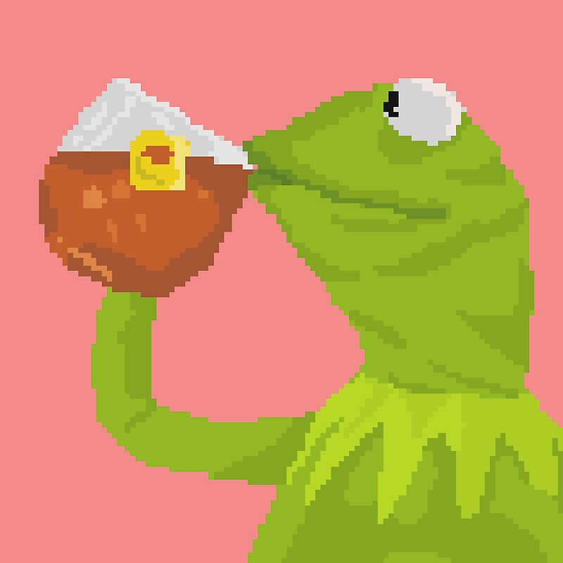 "Kermit the Frog Tea Pixel Art Sticker" Stickers by sdotj | Redbubble