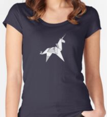 Origami Unicorn Women's Fitted Scoop T-Shirt