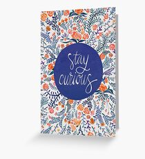 Stay Curious – Navy & Coral Greeting Card