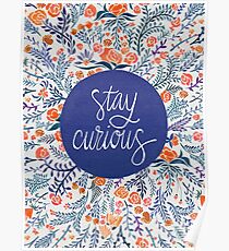 Stay Curious – Navy & Coral Poster