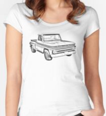 Camiseta entallada de cuello ancho 1965 Chevrolet Pickup Truck Illustration