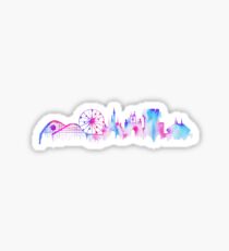 California Magic Theme Park Watercolor Skyline Silhouette Sticker