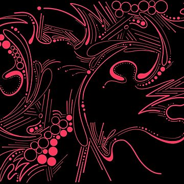Artwork thumbnail, Radical Red Paisley Abstract Pattern on Black by that5280lady
