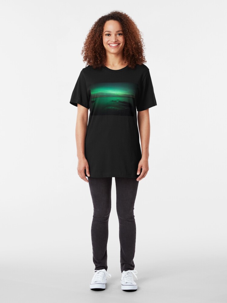 Alternate view of Mystic northern lights glow Slim Fit T-Shirt