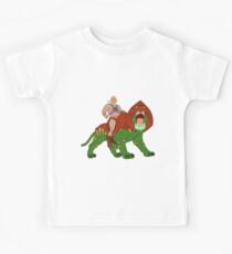 Camiseta para niños He-man y BattleCat Filmation Style