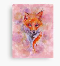 Watercolor colorful Fox Canvas Print