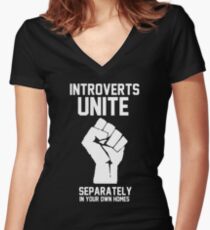 Introverts unite separately in your own homes Women's Fitted V-Neck T-Shirt