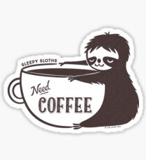 Sleepy Sloths Need Coffee Sticker