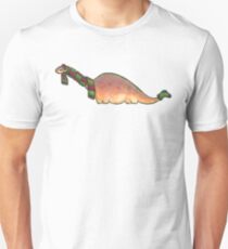Peach Apatosaurus with Earmuffs Unisex T-Shirt