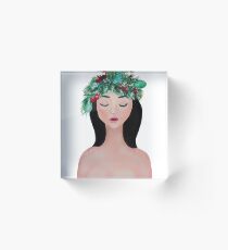 Laurel - christmas wreath crown Acrylic Block