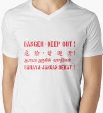 Danger keep out warning V-Neck T-Shirt