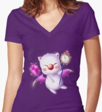 Time Traveling Moogle Women's Fitted V-Neck T-Shirt