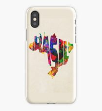 Brazil Typographic Watercolor Map iPhone Case