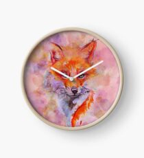 Watercolor colorful Fox Horloge