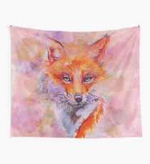 Watercolor colorful Fox Wall Tapestry