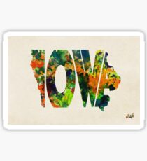 Iowa Typographic Watercolor Map Sticker