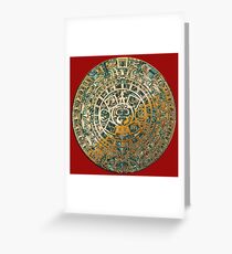 Ancient Mayan (Aztec) Calendar (Jade & Gold) Greeting Card