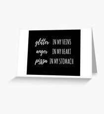 Glitter Anger Pizza(white font) Greeting Card