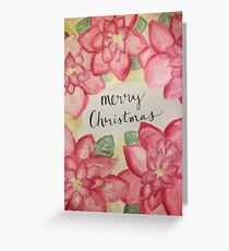 Merry Christmas with Poinsettias Greeting Card