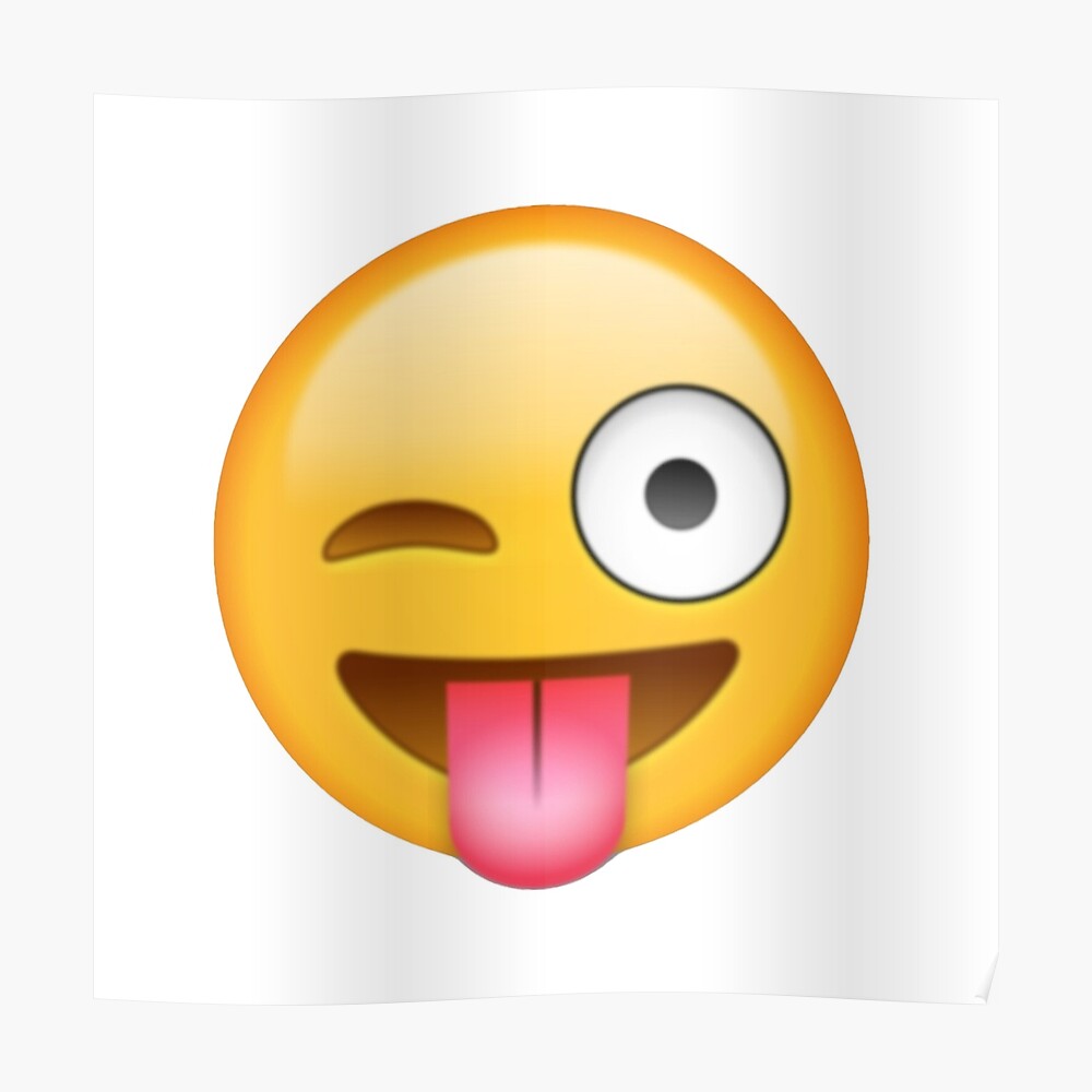 smiley-face-tongue-out-emoji-poster-by-misdememeor-redbubble