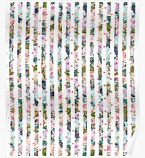 Cottage Chic Floral Roses Stripes Dots Poster