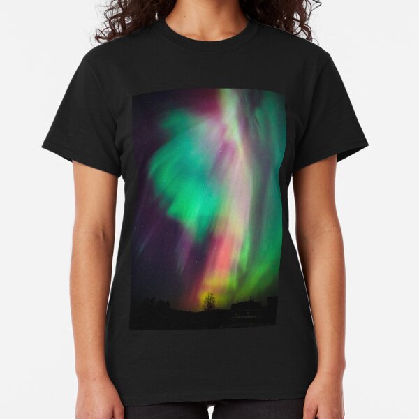 Beautiful multicolored northern lights in Finland Classic T-Shirt