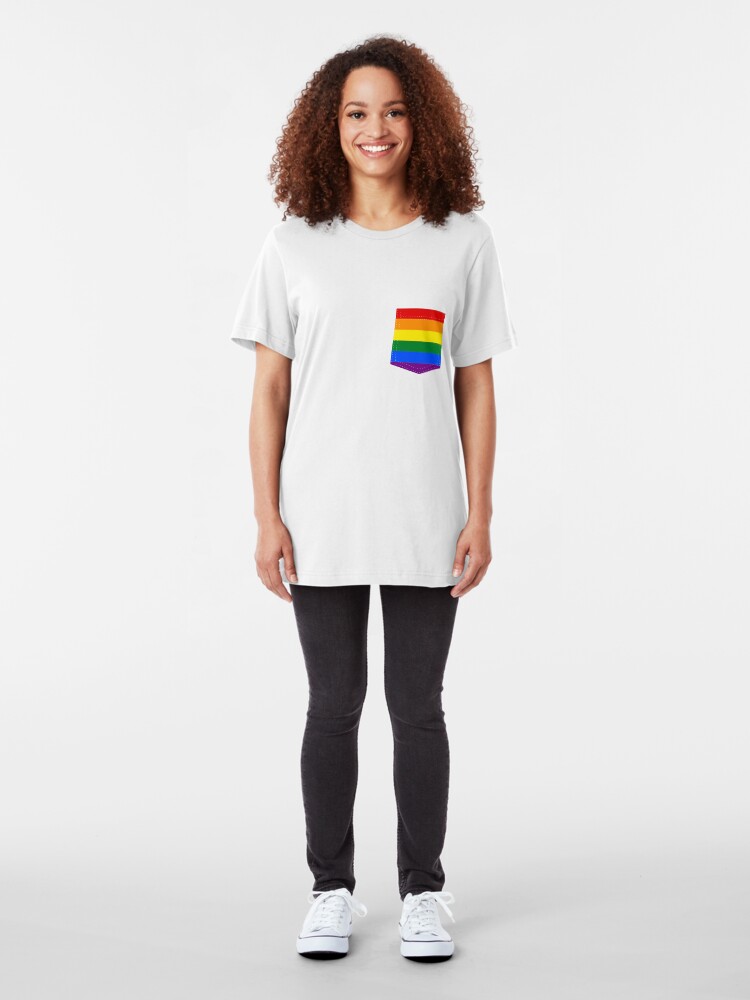 Alternate view of lgbt+ pride flag pocket Slim Fit T-Shirt
