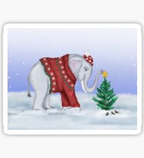 Elephant in a Red Hand-Knitted Sweater Sticker