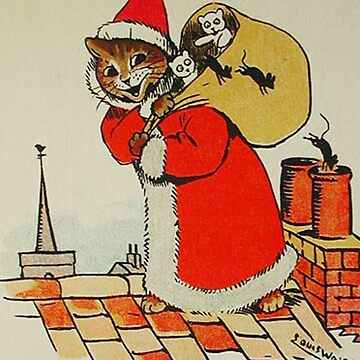 Funny Santa Christmas Cat - Louis Wain Cats Art Board Print for Sale by  DigitalEffects