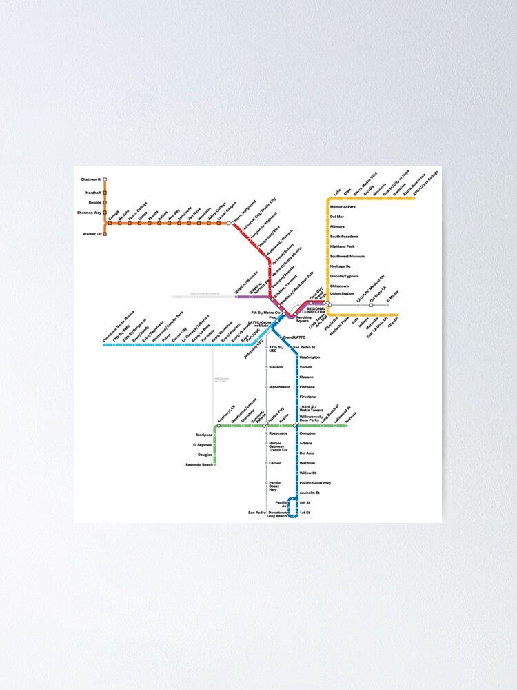 Los Angeles Metro Rail Map Poster