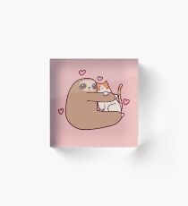 Sloth Loves Cat Acrylic Block