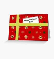 Mum red Christmas parcel card Greeting Card