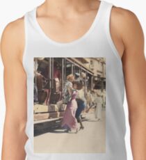 Mother helps her child off trolley in NYC — Colorized Men's Tank Top