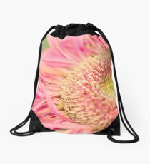 Pink Macro Flower Drawstring Bag