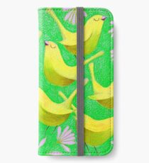 Gold birdies on lime iPhone Wallet/Case/Skin