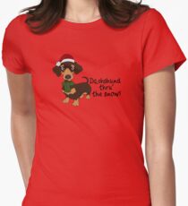 Dachshund Thru' The Snow Women's Fitted T-Shirt