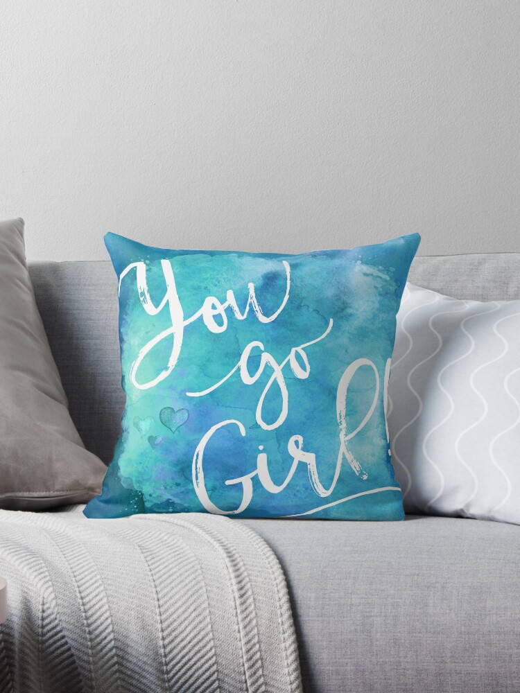 teal and white throw pillows