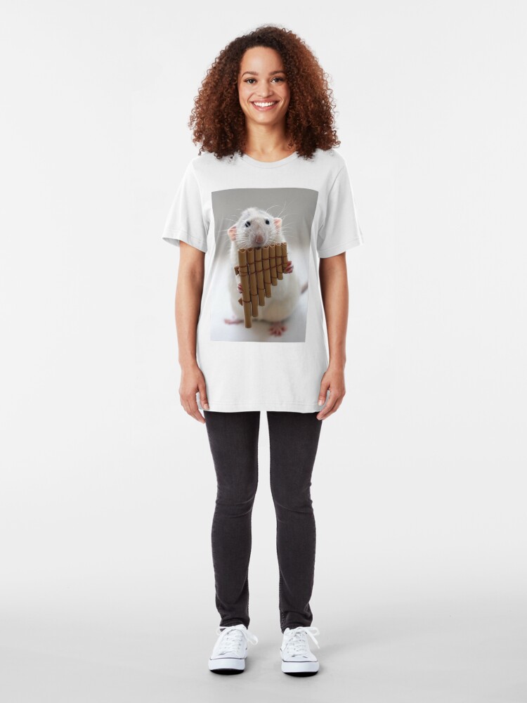 Alternate view of Playing the panflute. Slim Fit T-Shirt