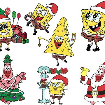 spongebob christmas sticker pack | Poster