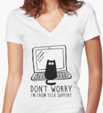 I'm from tech support Women's Fitted V-Neck T-Shirt
