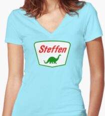 Steffen The Dinosaur, Clifford Movie Women's Fitted V-Neck T-Shirt