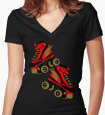 Cool golden roller skates Roller Derby Women's Fitted V-Neck T-Shirt