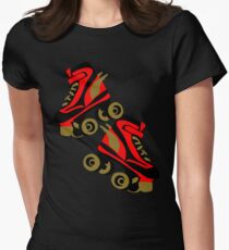 Cool golden roller skates Roller Derby Women's Fitted T-Shirt