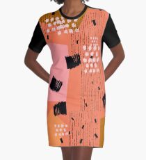 Clementine // Abstraktes Gekritzel Retro T-Shirt Kleid