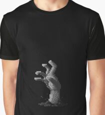 Zombie Grasp Pixels Black and White Graphic T-Shirt