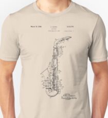 Saxophone Patent Drawing From 1933 Unisex T-Shirt