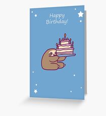 Alles Gute zum Geburtstag Kuchen Faultier Grußkarte