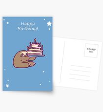 Happy Birthday Cake Sloth Postcards